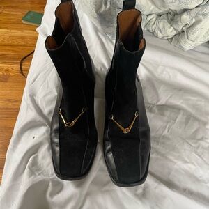 Tory Burch Black Ankle Boots with Gold Accent